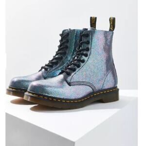 Dr Martens Pascal Sparkle Iridescent Crackle Grey Multi 8 Eye Combat Boots 6